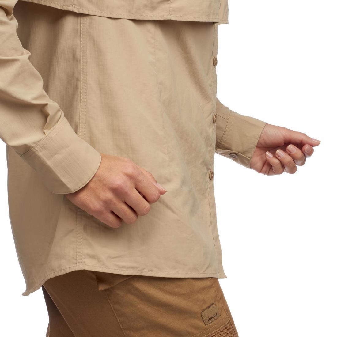 FORCLAZ - Womens Desert 500 Long-Sleeved Trekking Shirt, Beige