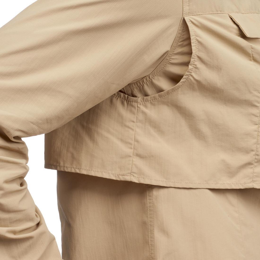 Womens Desert 500 Long-Sleeved Trekking Shirt, Beige, , large image number 8