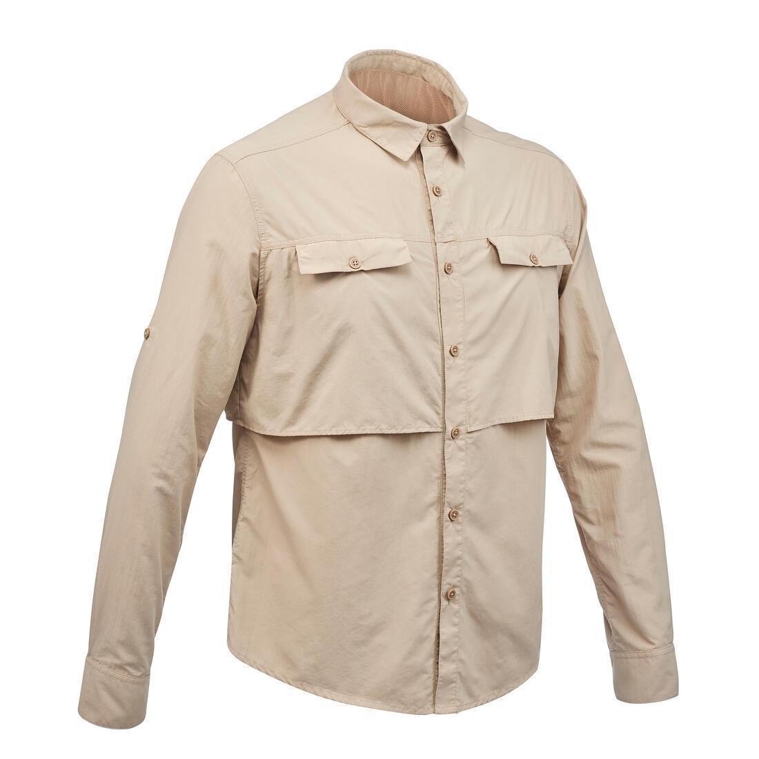 FORCLAZ Mens Long Sleeved Anti-Uv Desert Trekking Shirt - Desert