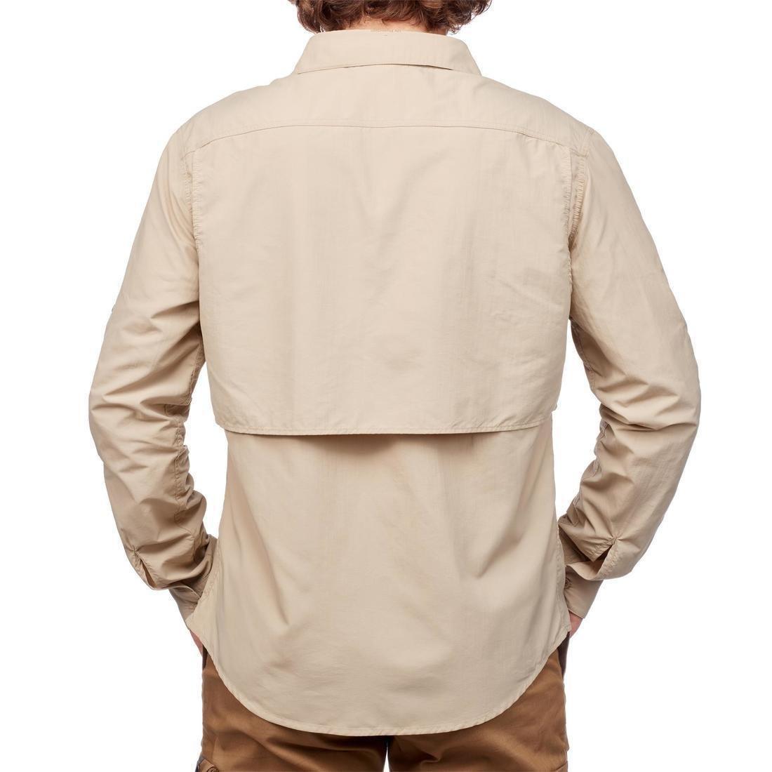 FORCLAZ - Mens Long Sleeved Anti-Uv Desert Trekking Shirt - Desert 500, Beige