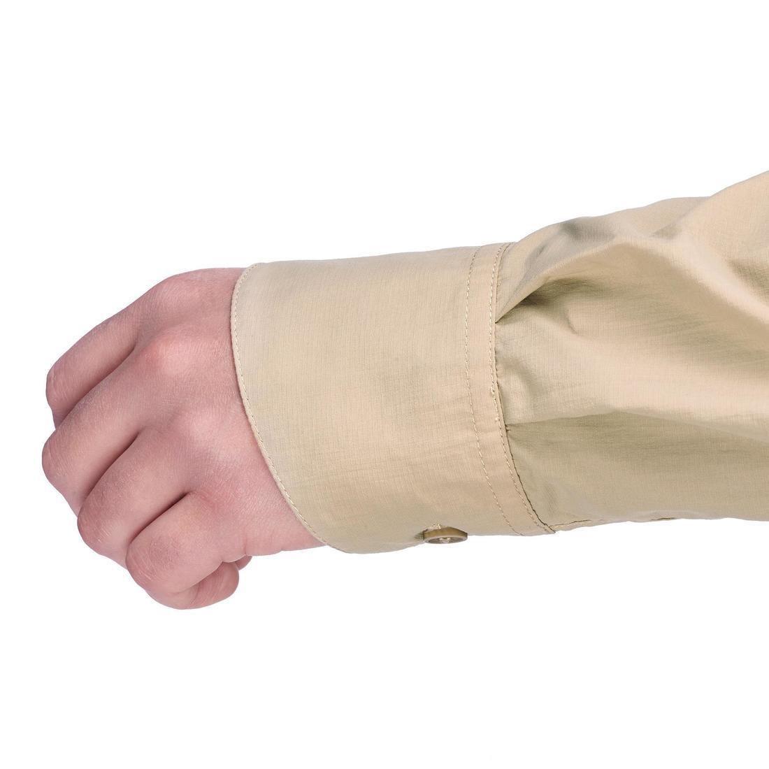 Men Long Sleeved Anti-UV Desert Trekking Shirt - Desert 500, Beige, No Color, large image number 8