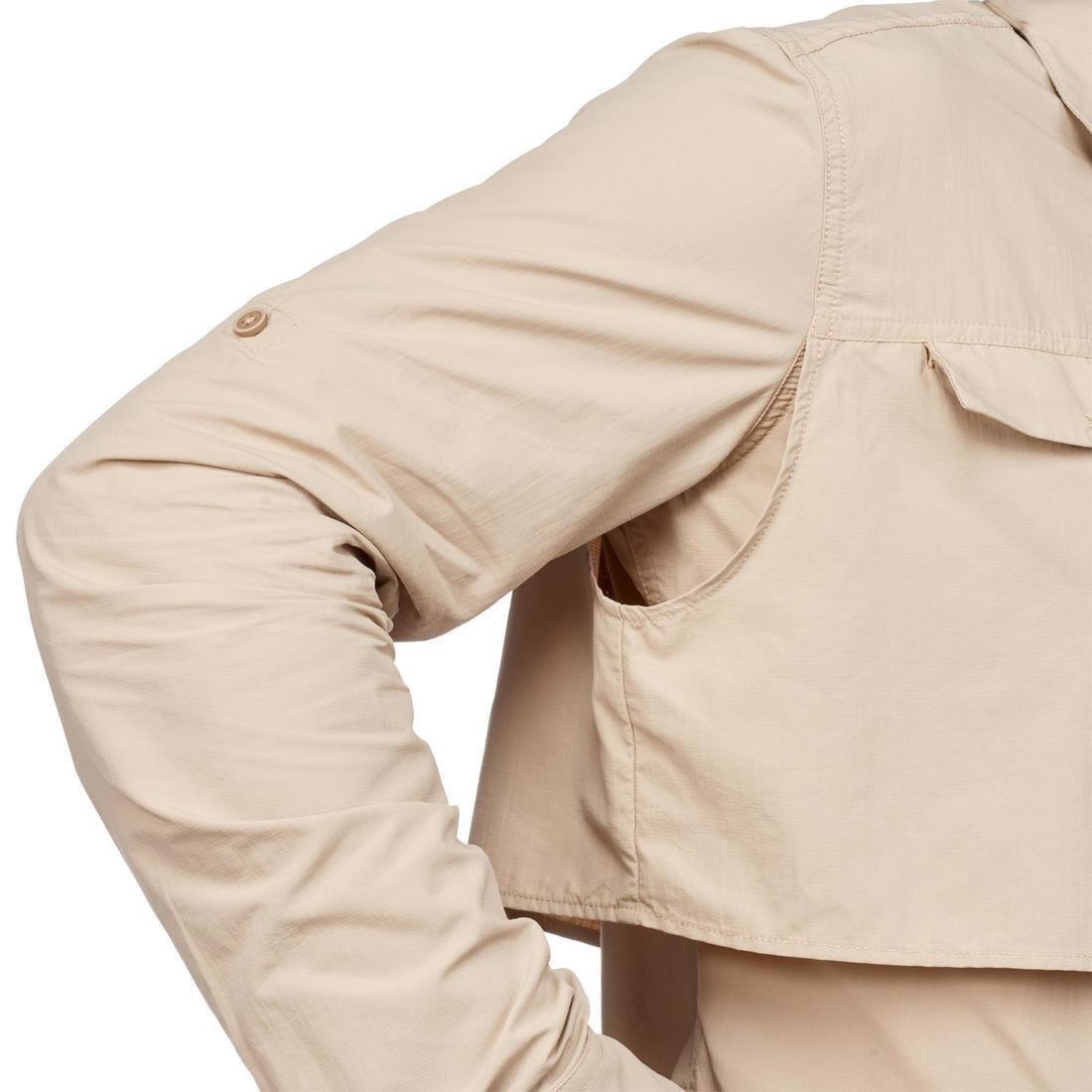 Men Long Sleeved Anti-UV Desert Trekking Shirt - Desert 500, Beige, No Color, large image number 10