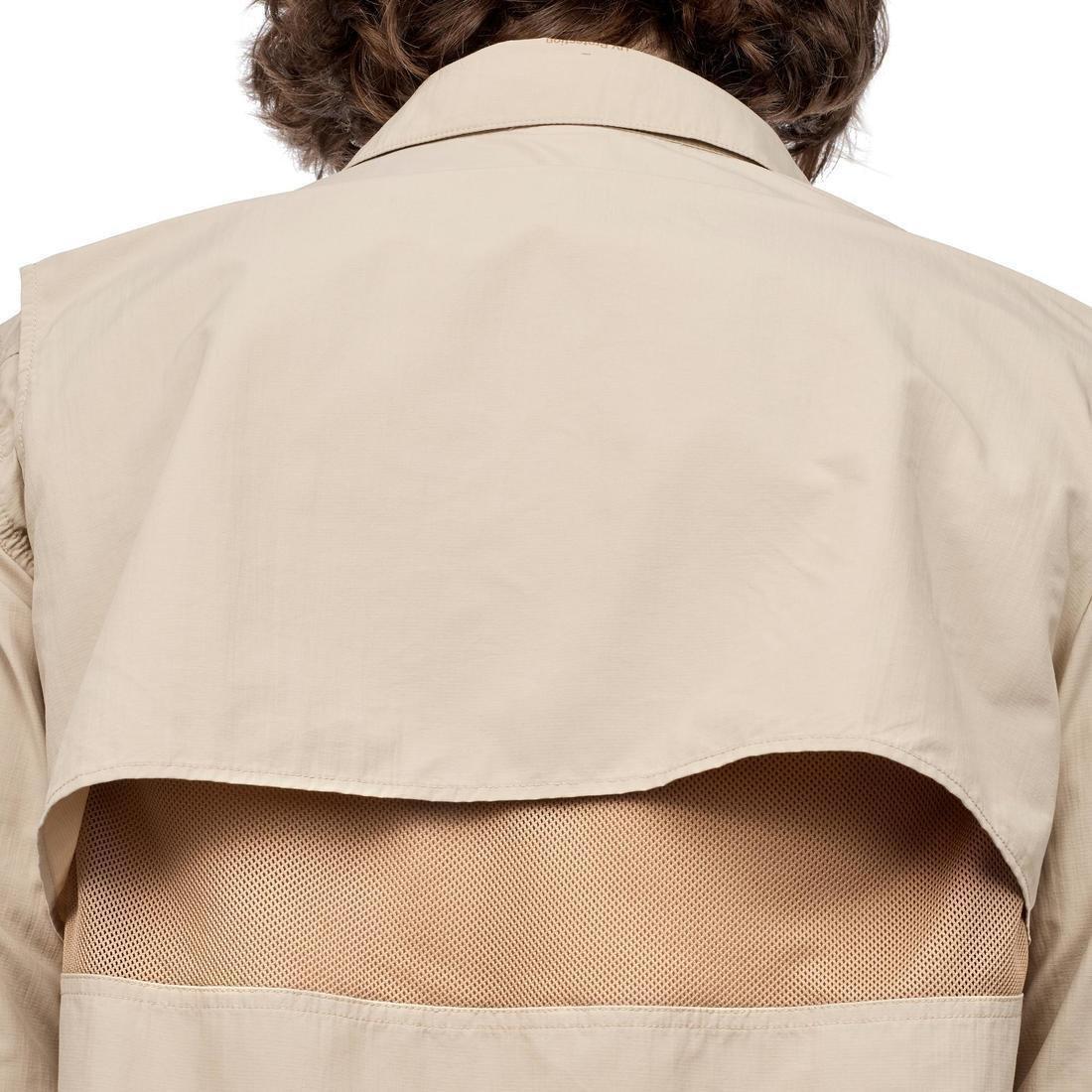 Men Long Sleeved Anti-UV Desert Trekking Shirt - Desert 500, Beige, No Color, large image number 11