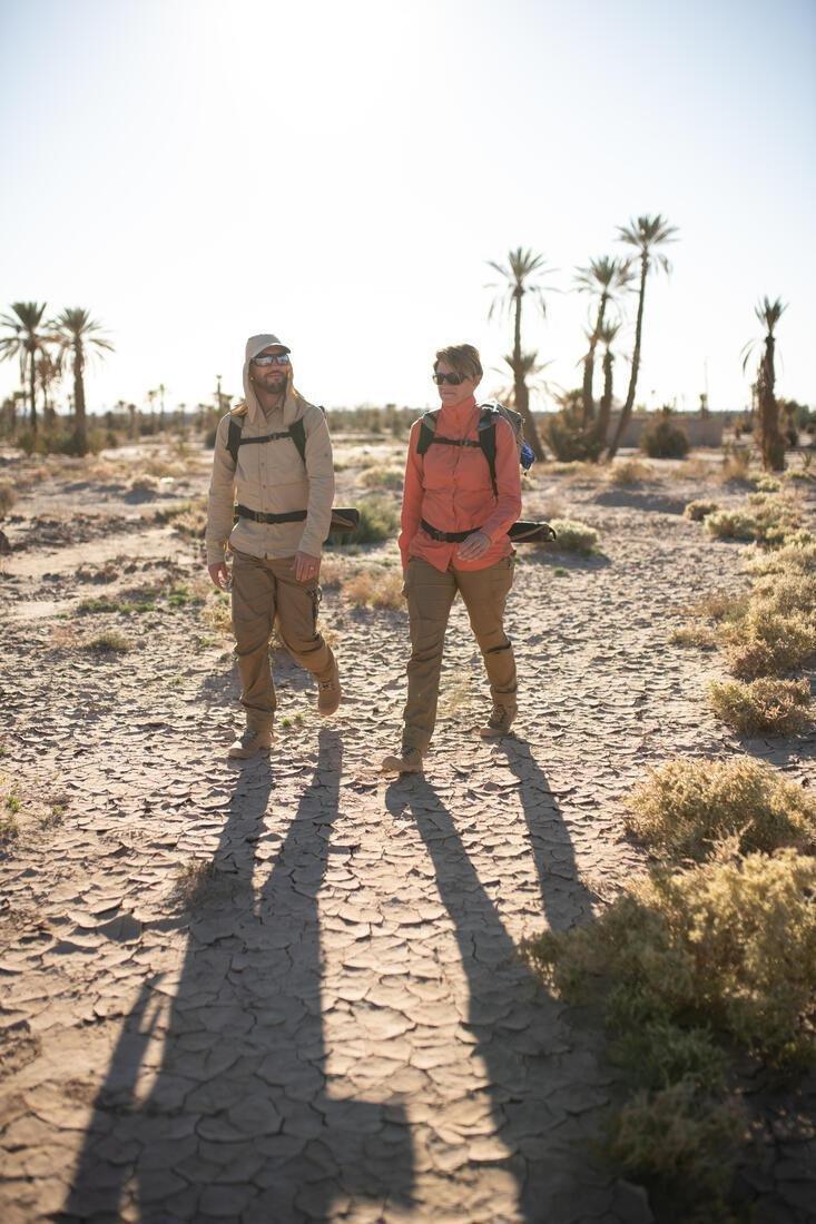 Men Long Sleeved Anti-UV Desert Trekking Shirt - Desert 500, Beige, No Color, large image number 13