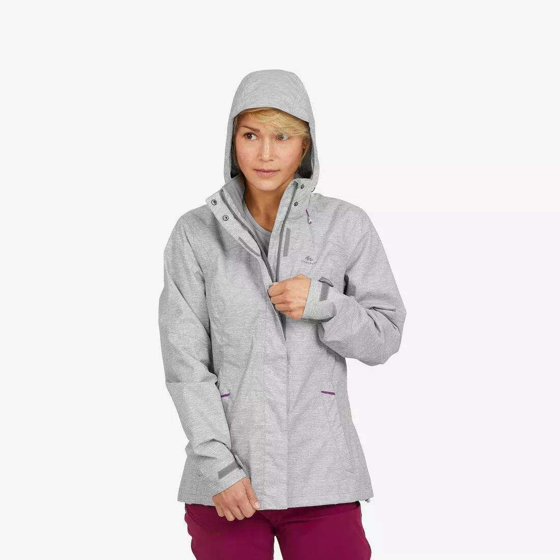 Womens Waterproof Mountain Walking Jacket Mh100, Grey, , large image number 0