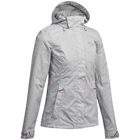 QUECHUA - Womens Waterproof Mountain Walking Jacket Mh100, Grey
