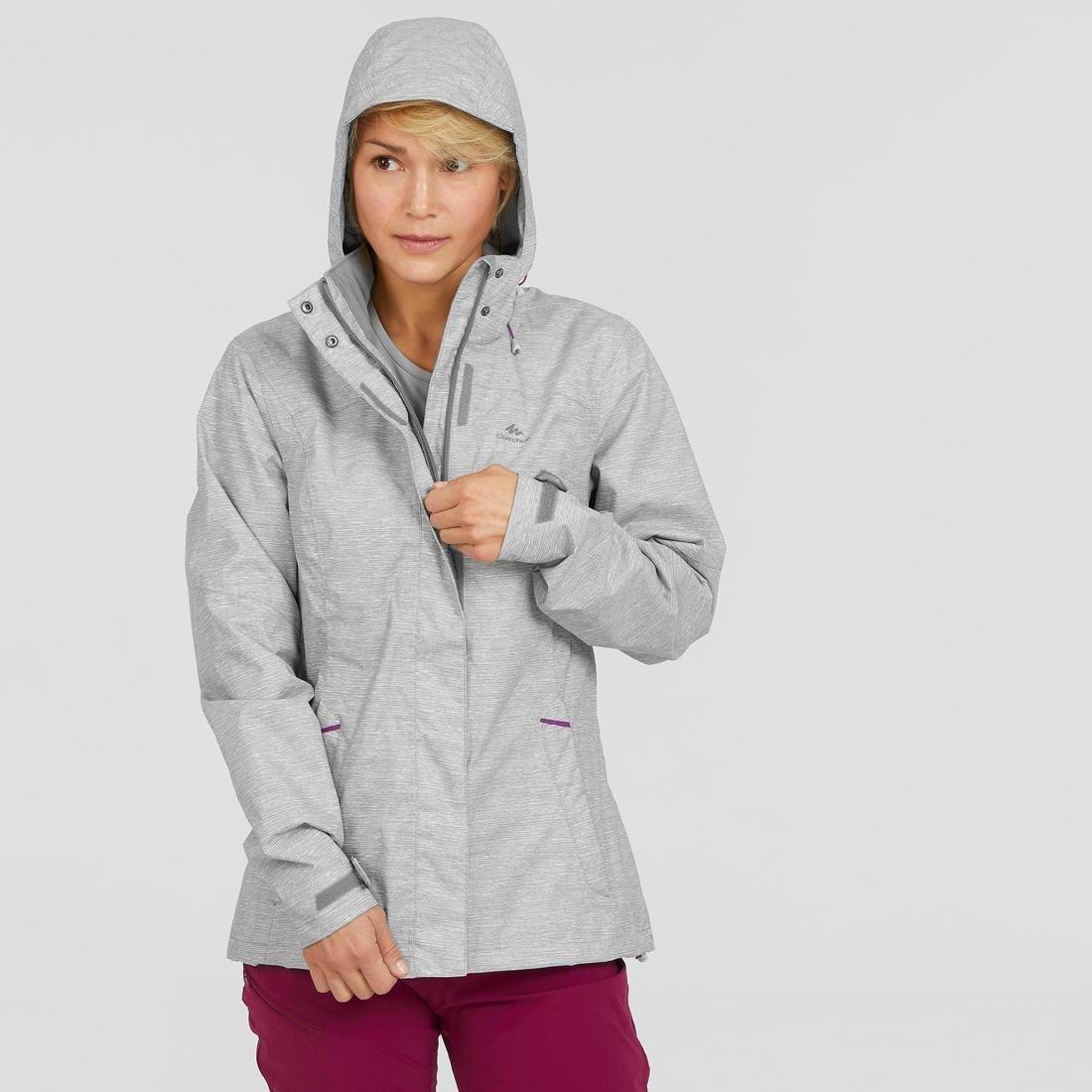 QUECHUA - Womens Waterproof Mountain Walking Jacket Mh100, Grey