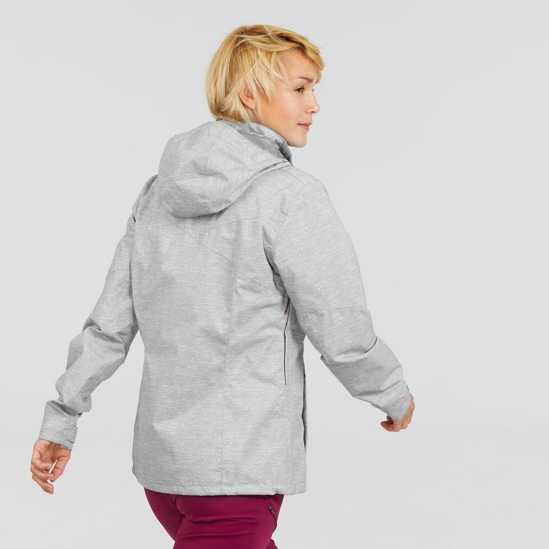 Womens Waterproof Mountain Walking Jacket Mh100, Grey, No Color, large image number 3
