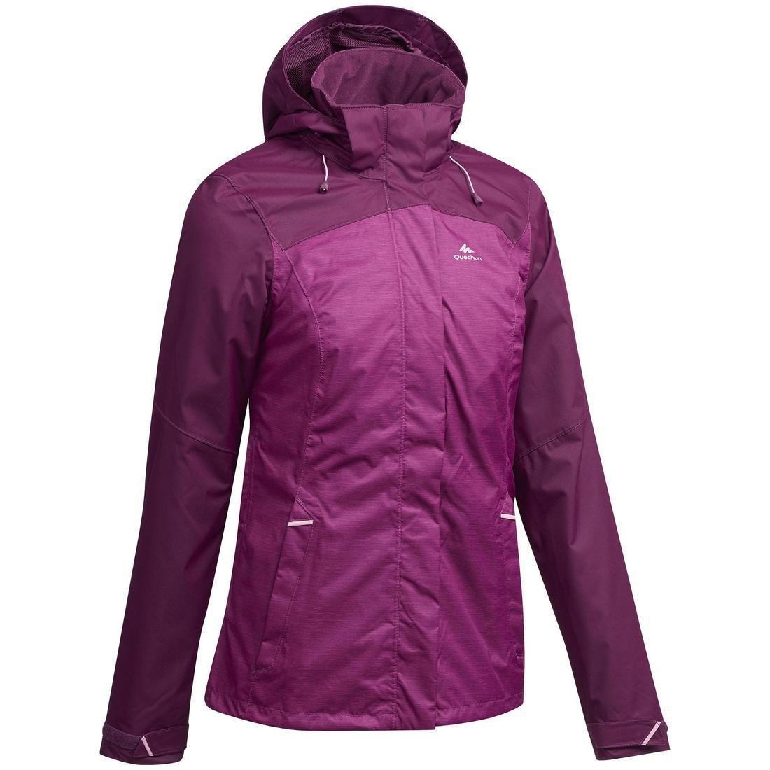 QUECHUA - Womens Waterproof Mountain Walking Jacket Mh100, Grey