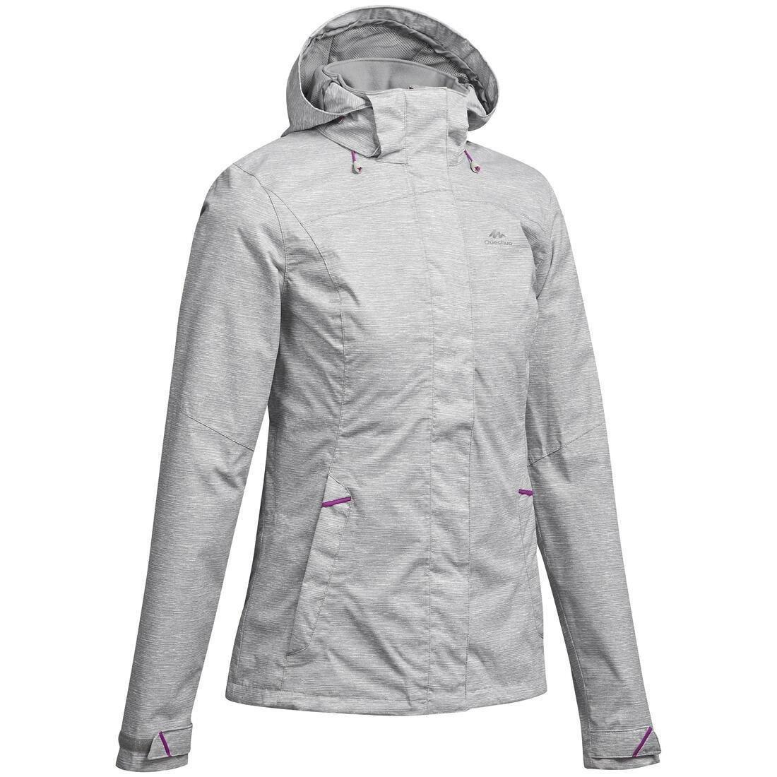 Womens Waterproof Mountain Walking Jacket Mh100, Grey, No Color, large image number 7