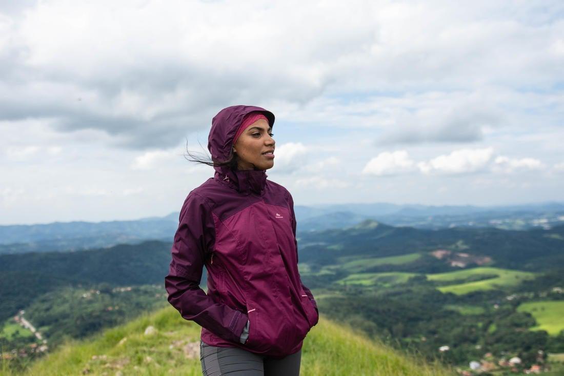 Womens Waterproof Mountain Walking Jacket Mh100, Grey, No Color, large image number 8