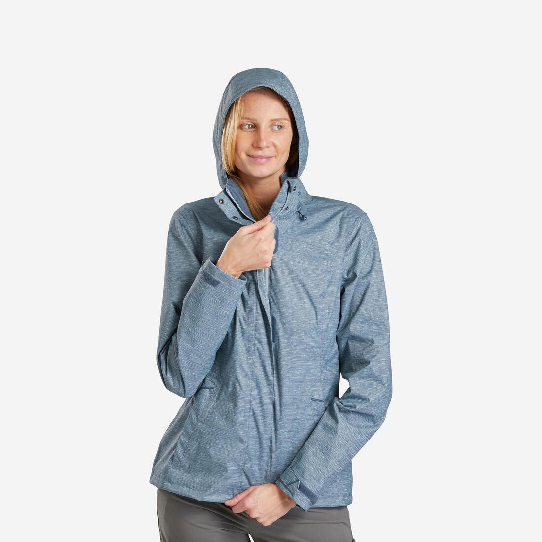 Womens Waterproof Mountain Walking Jacket Mh100, Grey, No Color, large image number 13