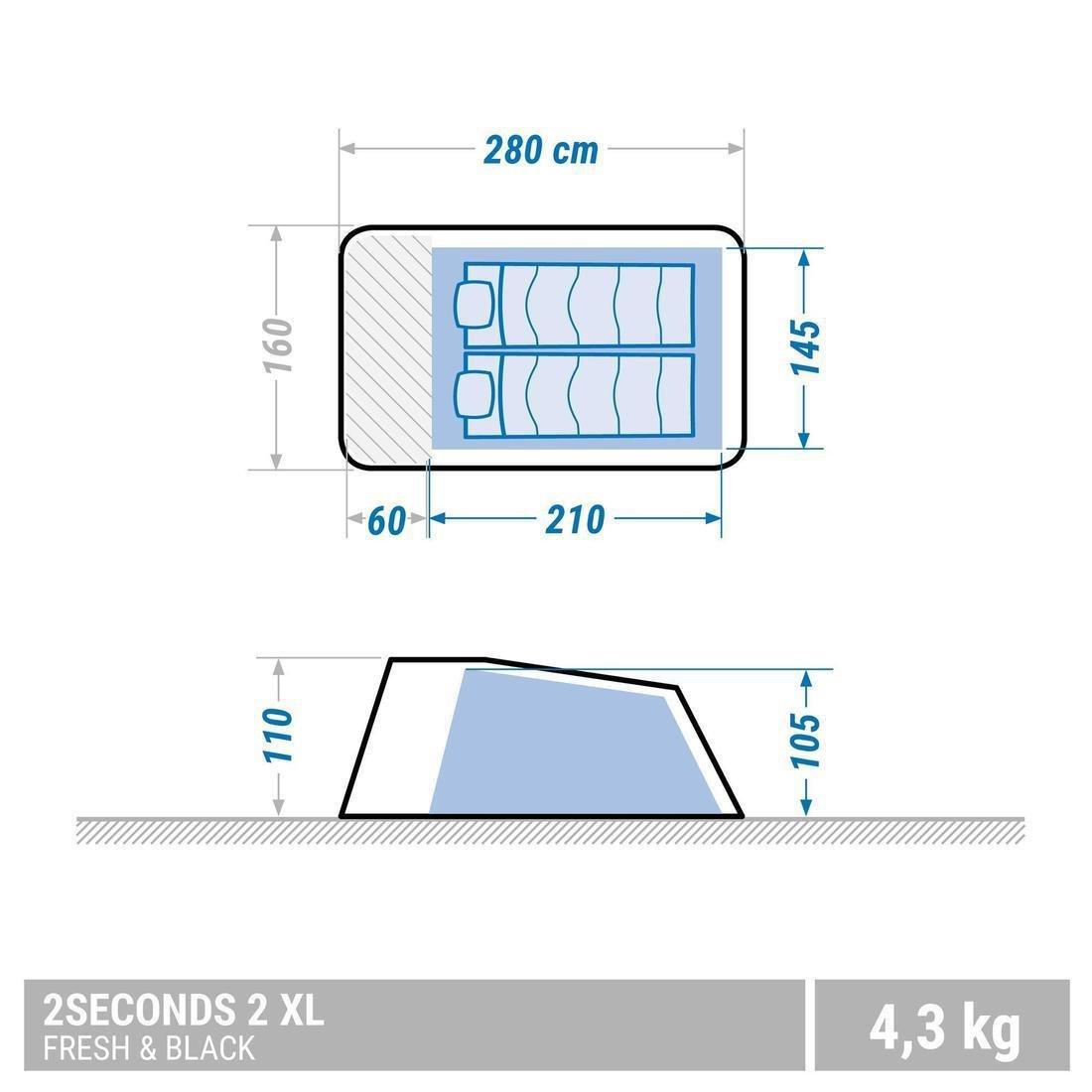 Camping Tent  2 Seconds Fresh And Black 2 Person, White, No Color, large image number 1