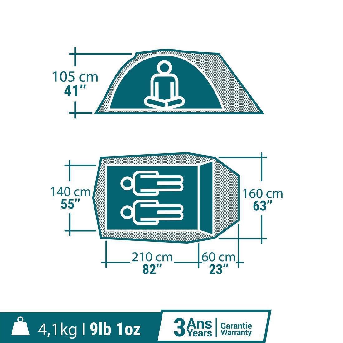 Camping Tent Arpenaz, Fresh And Black, 2 Person, White, No Color, large image number 10