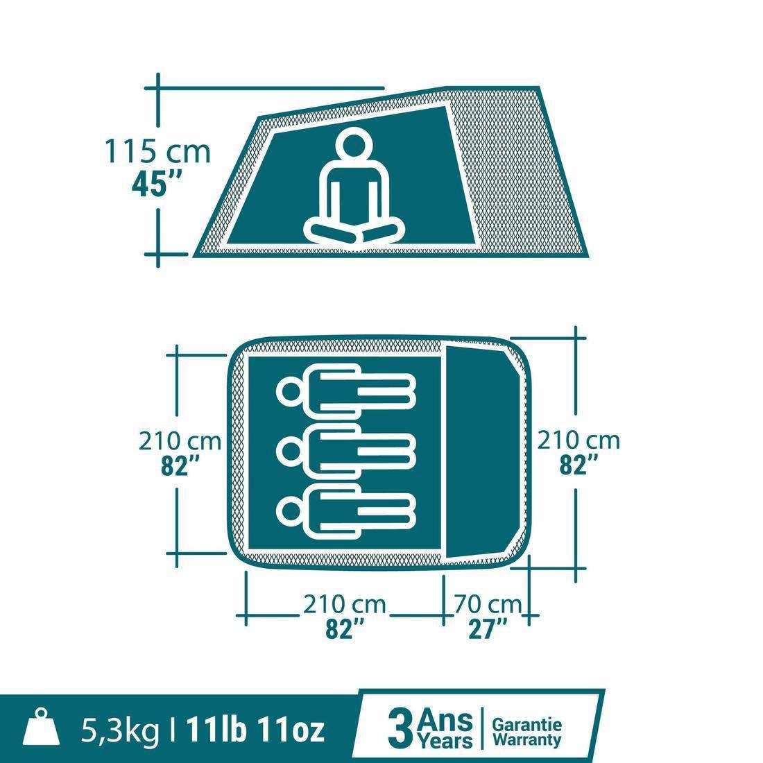 Three-Person Camping Tent, White, No Color, large image number 1