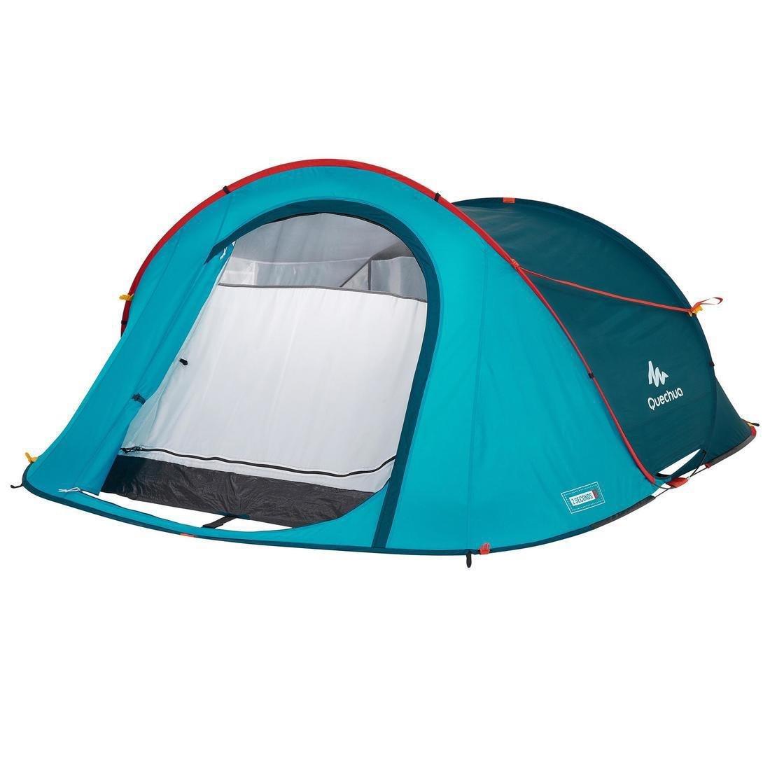 QUECHUA - 2 Seconds Easy Camping Tent, Sleeps 3, Blue