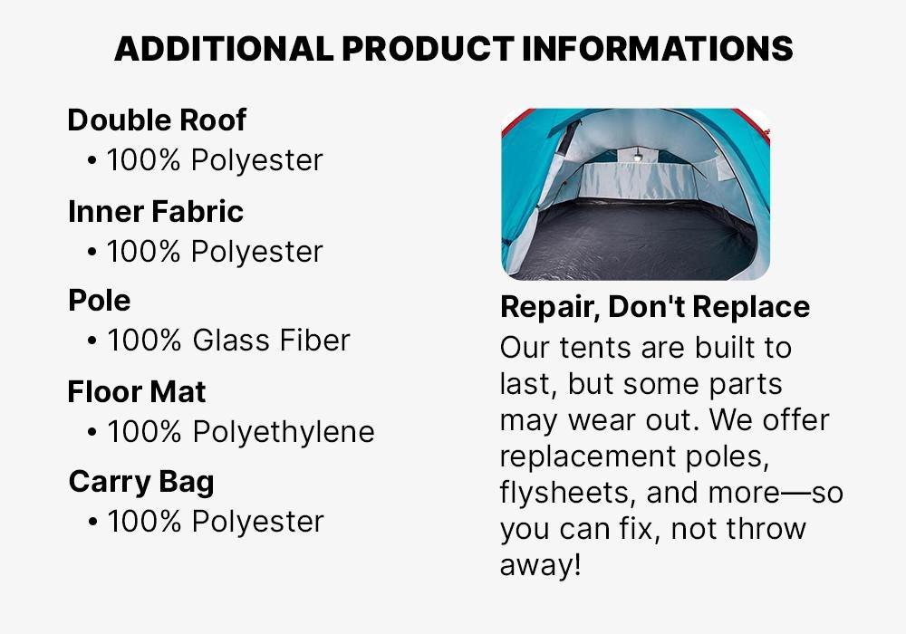 2 Seconds Easy Camping Tent, Sleeps 3, Blue, No Color, large image number 16