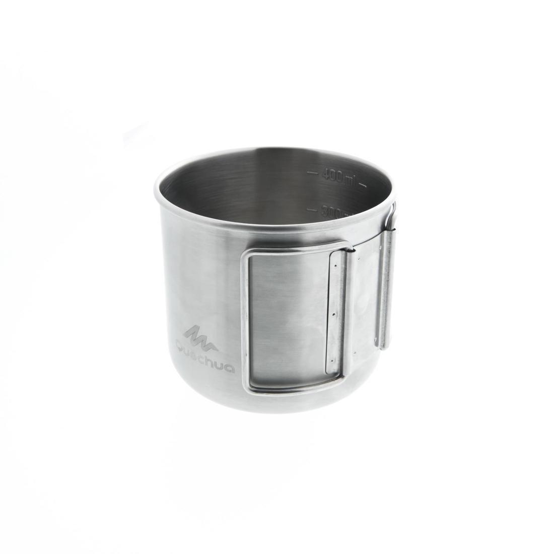 QUECHUA - Stainless Steel Outdoor Mug, Grey