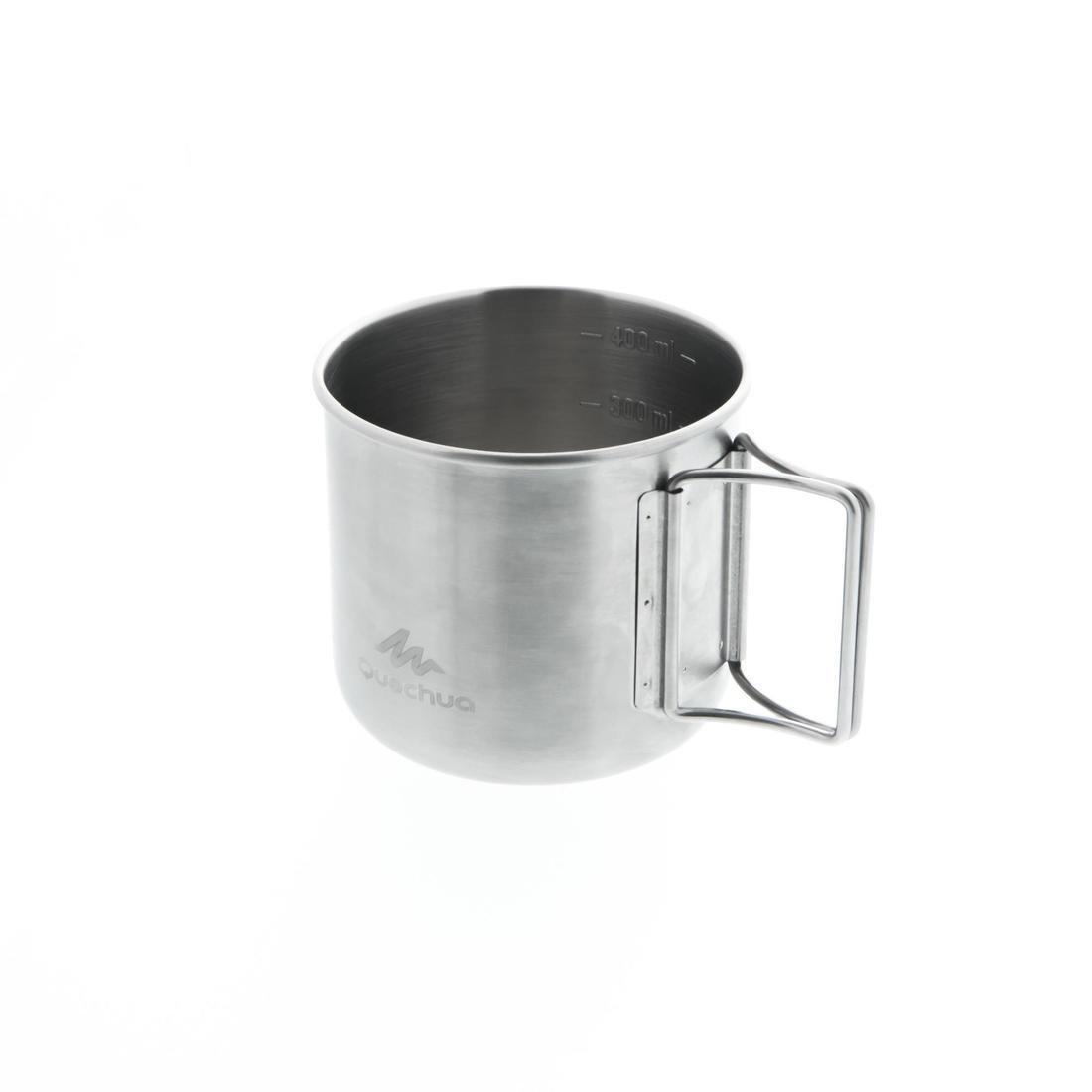 QUECHUA - Stainless Steel Outdoor Mug, Grey