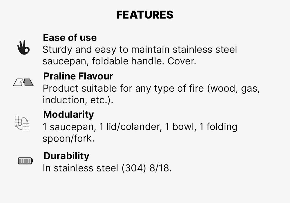 Stainless Steel 1 Person Cooking Set, Grey, No Color, medium