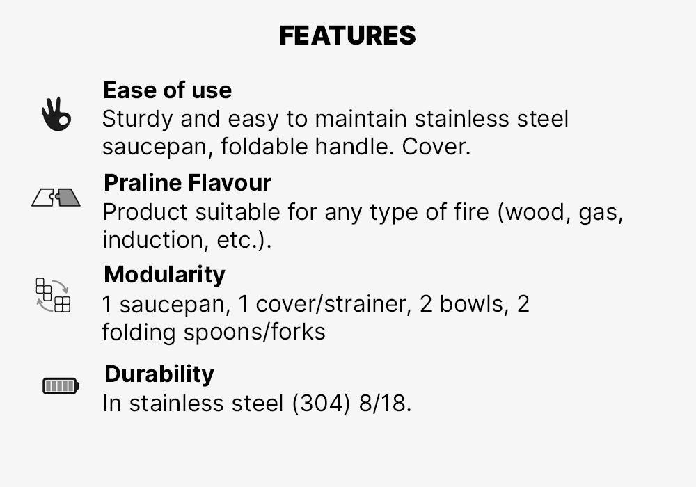 Stainless Steel 2 Person Cooking Set, Grey, No Color, medium