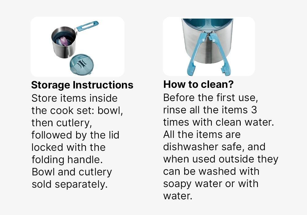 Stainless Steel 2 Person Cooking Set, Grey, No Color, medium