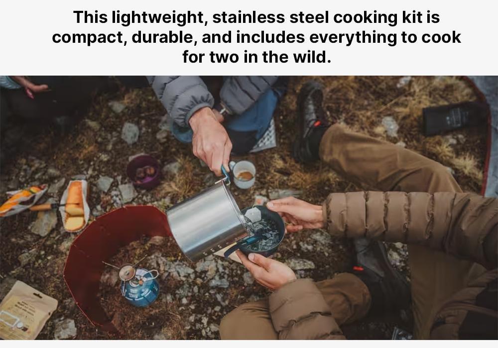 Stainless Steel 2 Person Cooking Set, Grey, No Color, medium