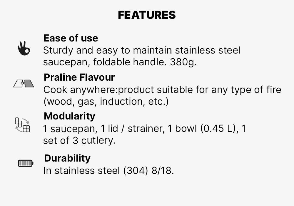 Stainless Steel Camping Cook Set, Grey, No Color, medium