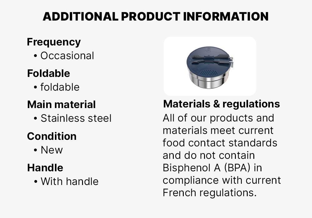 Stainless Steel Camping Cook Set, Grey, No Color, medium