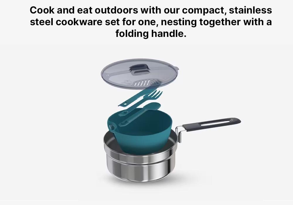 Stainless Steel Camping Cook Set, Grey, No Color, medium