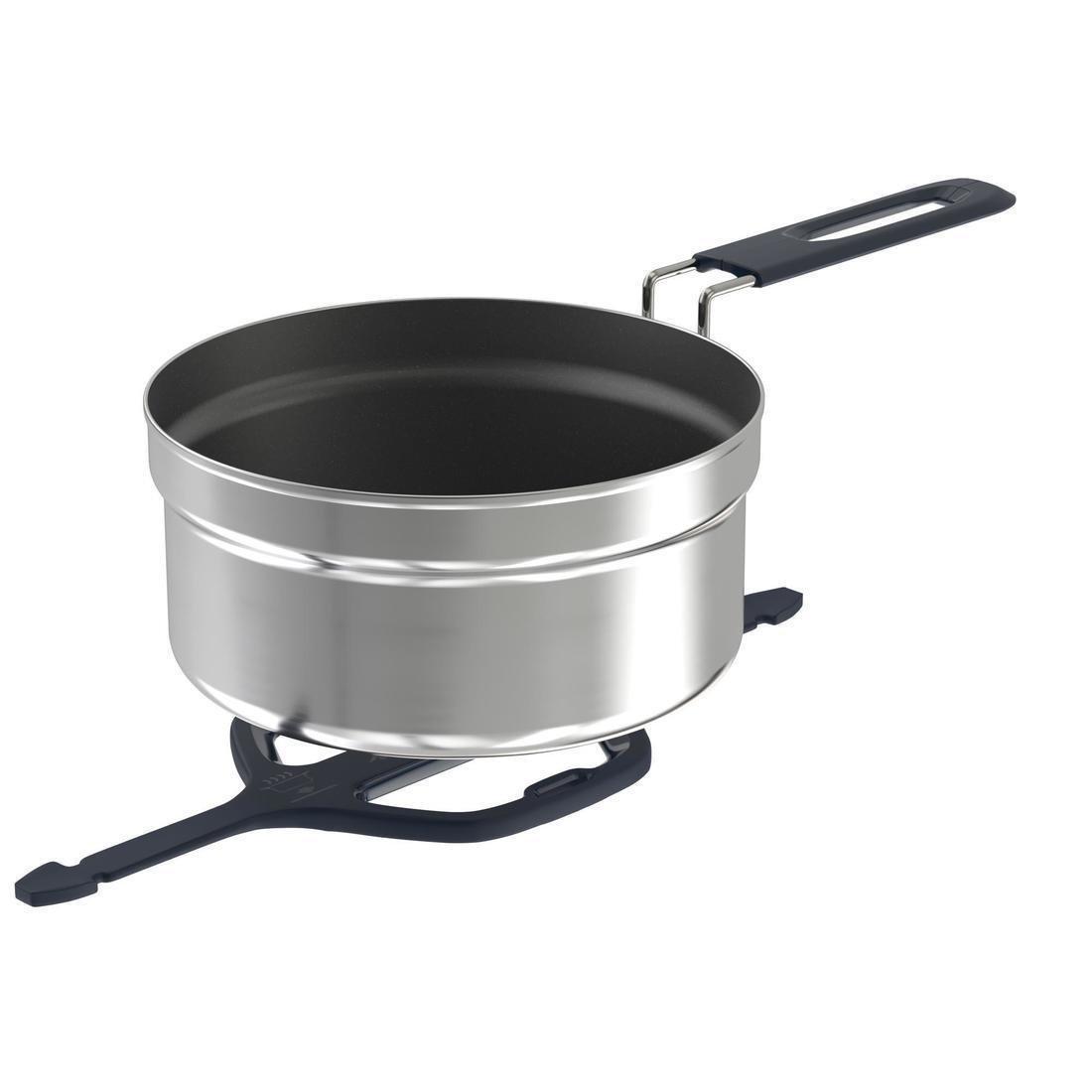 QUECHUA - Stainless Steel Camping Cook Set, Grey