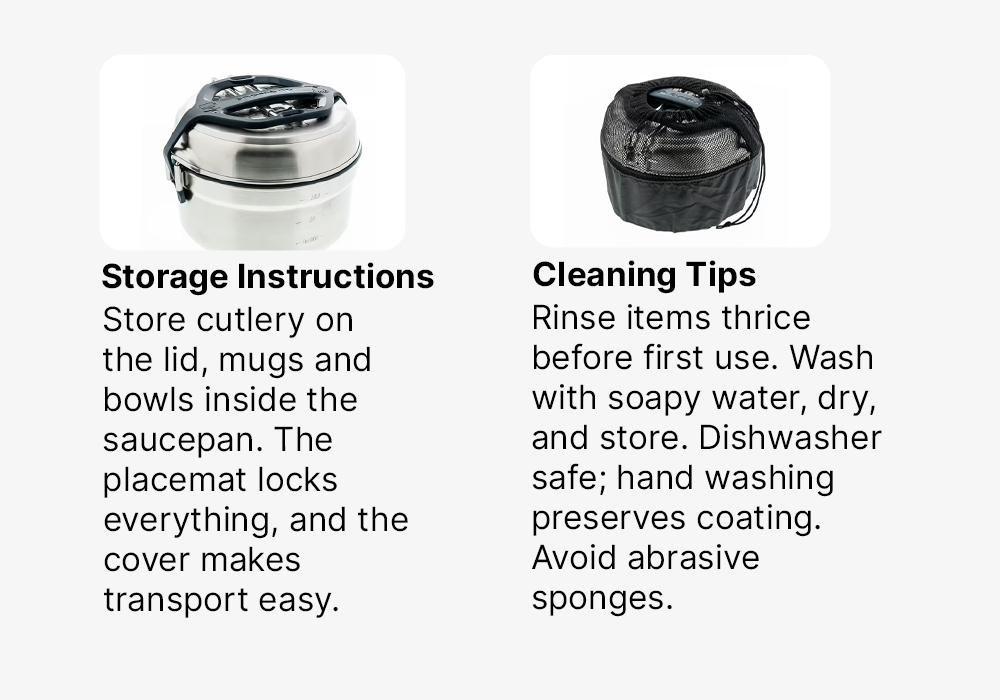 Stainless Steel Camping Cook Set, Grey, No Color, medium