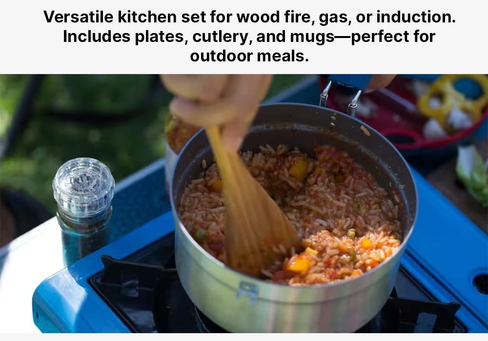 Stainless Steel Camping Cook Set, Grey, No Color, medium