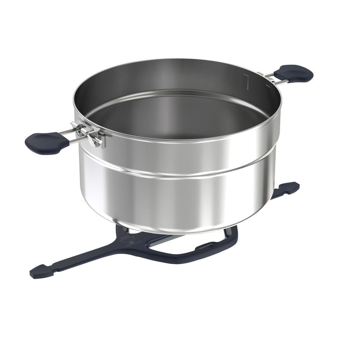 QUECHUA - Stainless Steel Camping Cook Set, Grey