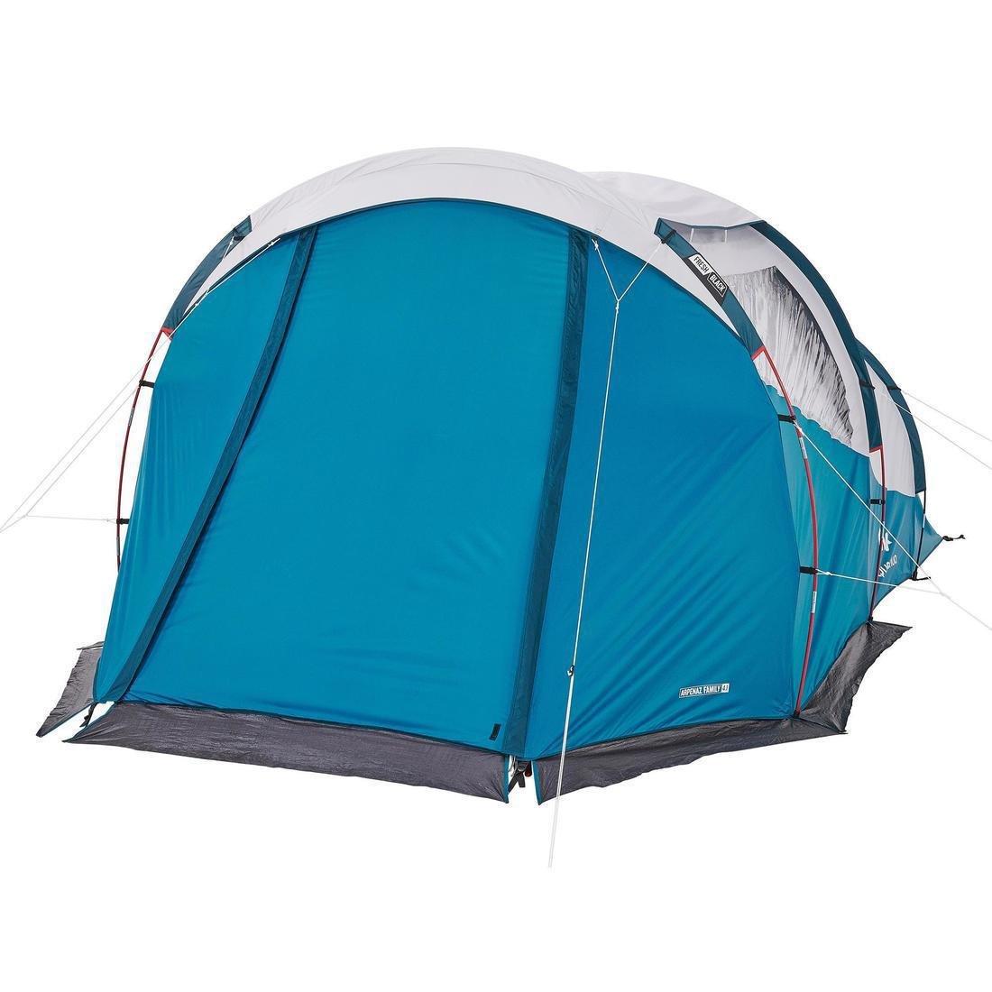 Camping Tent With Poles Arpenaz 4.1 Fresh And Black - 4 Persons 1 Bedroom, Blue, No Color, large image number 4