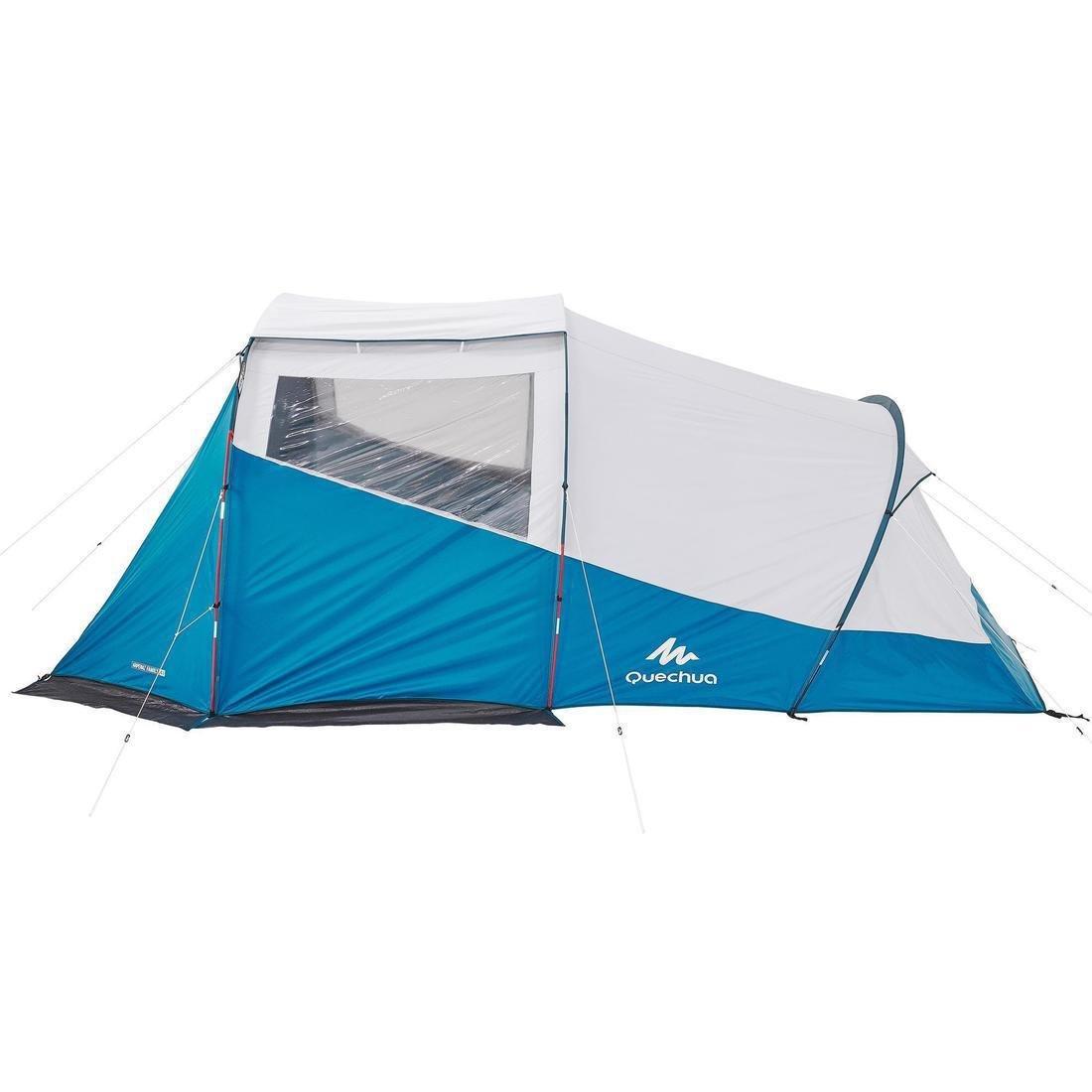 Camping Tent With Poles Arpenaz 4.1 Fresh And Black - 4 Persons 1 Bedroom, Blue, No Color, large image number 5