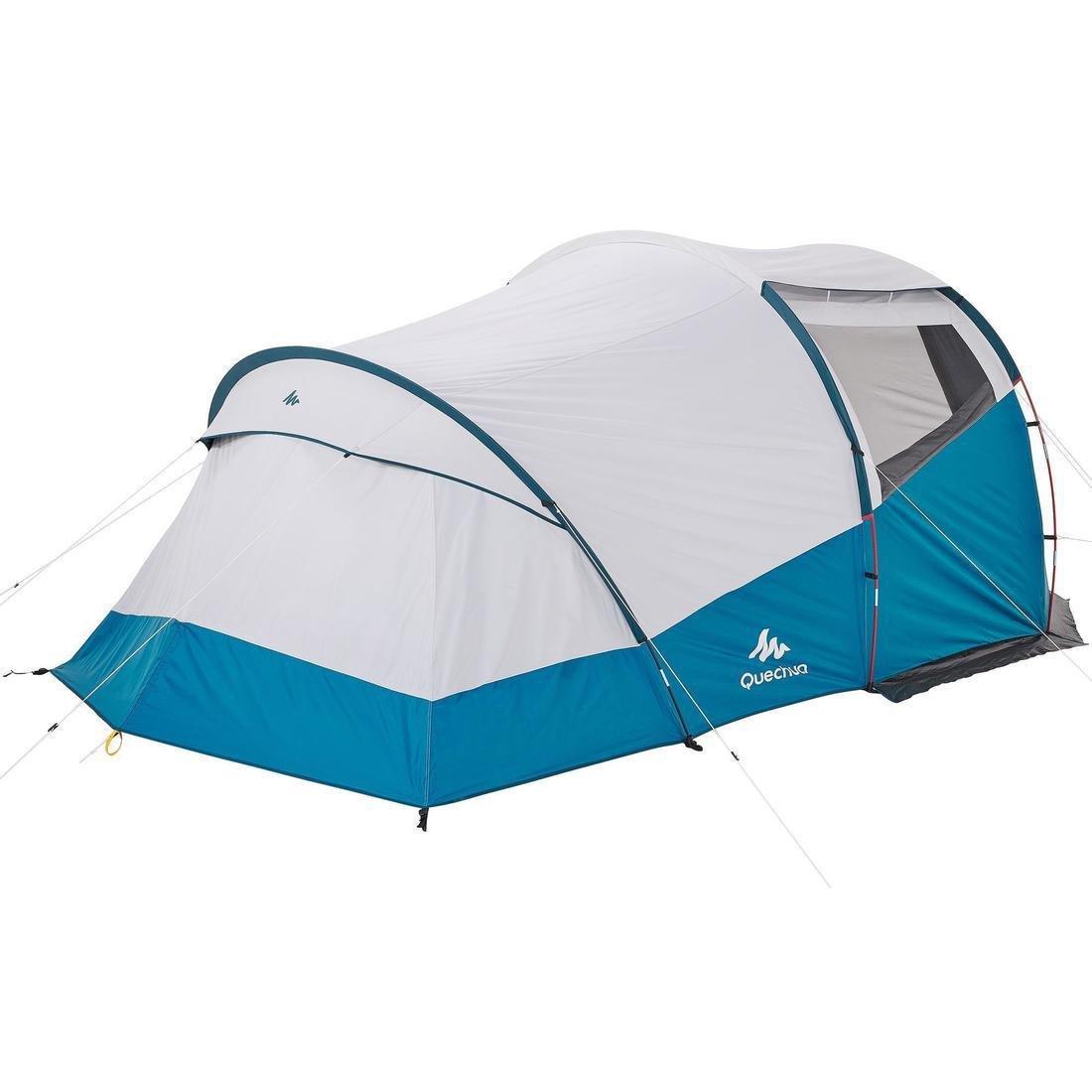 Camping Tent With Poles Arpenaz 4.1 Fresh And Black - 4 Persons 1 Bedroom, Blue, No Color, large image number 9