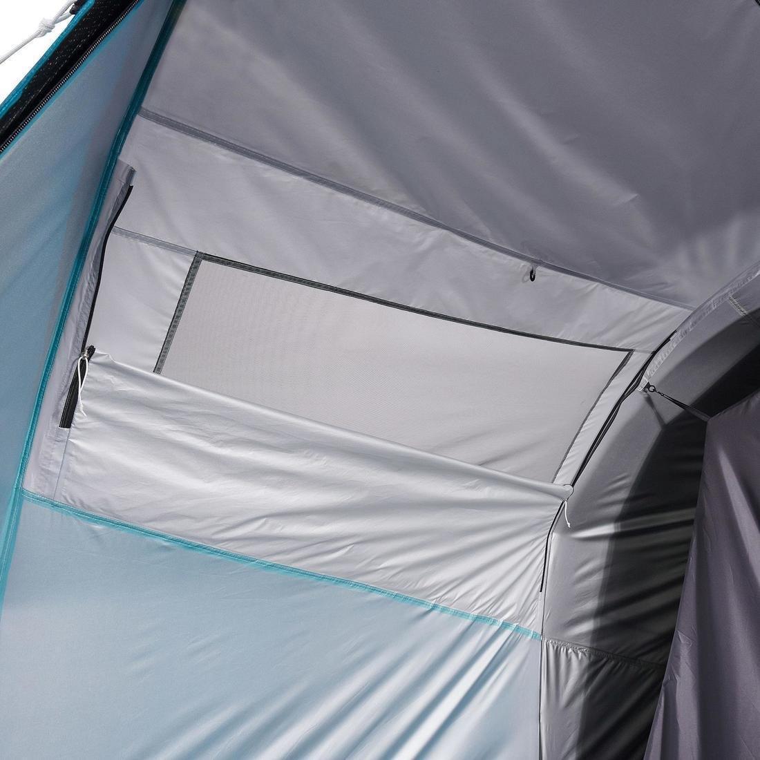 Camping Tent With Poles Arpenaz 4.1 Fresh And Black - 4 Persons 1 Bedroom, Blue, No Color, large image number 12