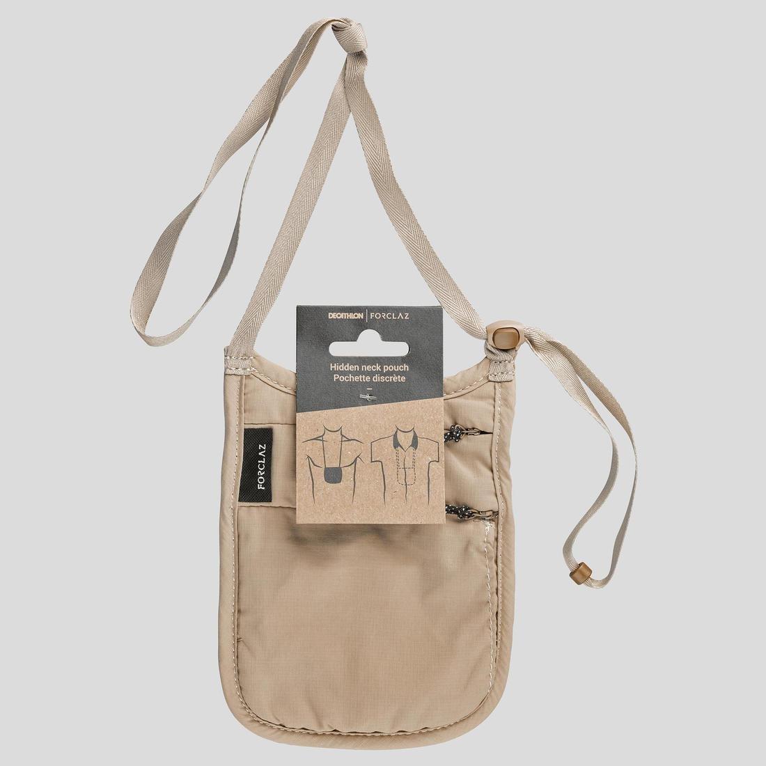 Discreet Travel Neck Pouch, Beige, No Color, large image number 5