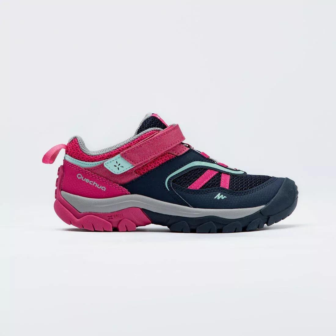 Kids Girl Mountain Hiking Shoes With Rip-Tab Crossrock, Pink, No Color, medium