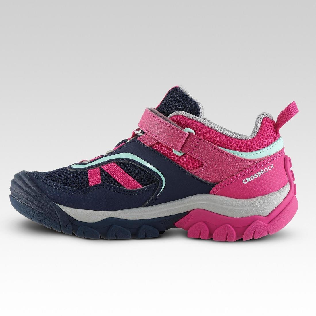 Kids Girl Mountain Hiking Shoes With Rip-Tab Crossrock, Pink, No Color, large image number 1