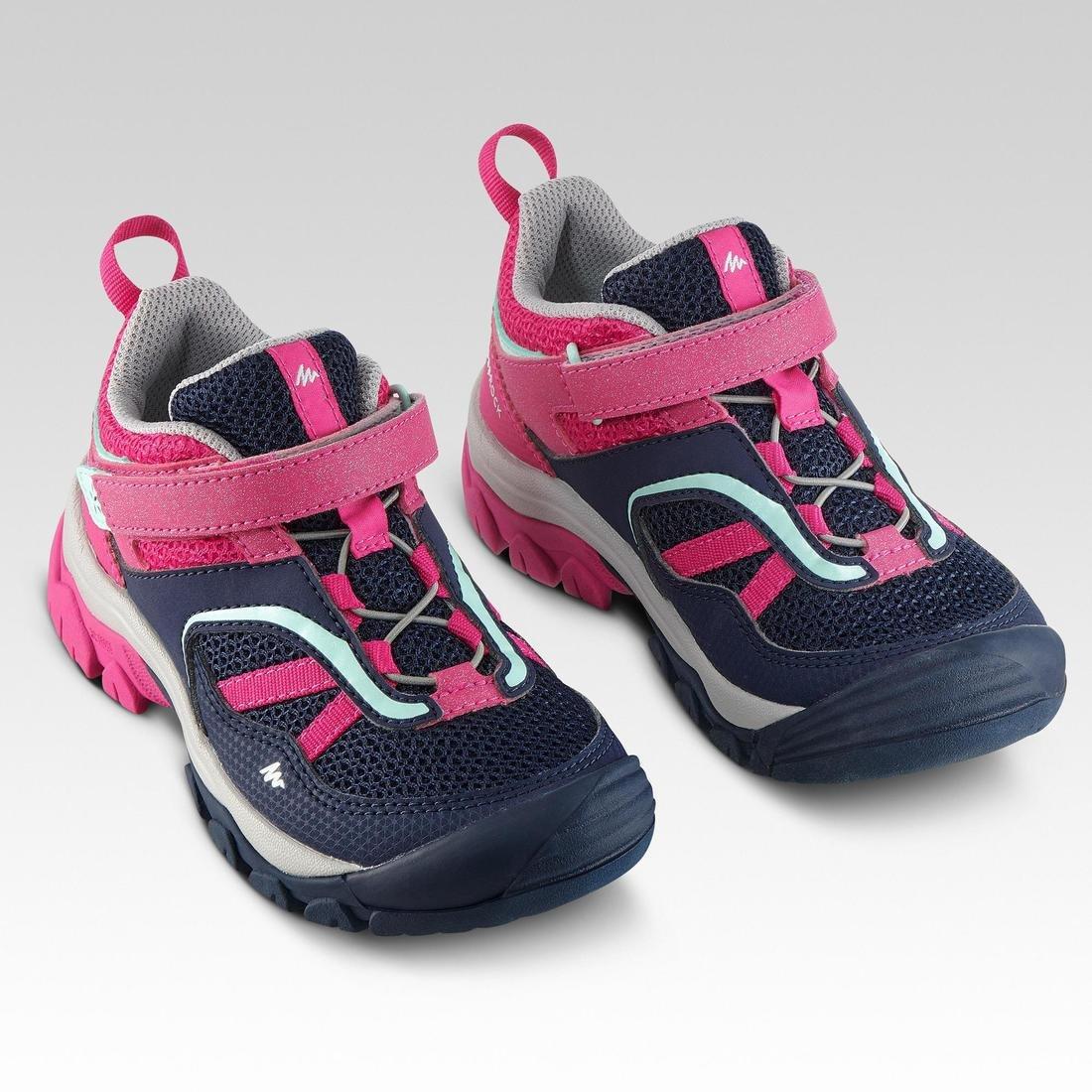 Kids Girl Mountain Hiking Shoes With Rip-Tab Crossrock, Pink, No Color, large image number 3