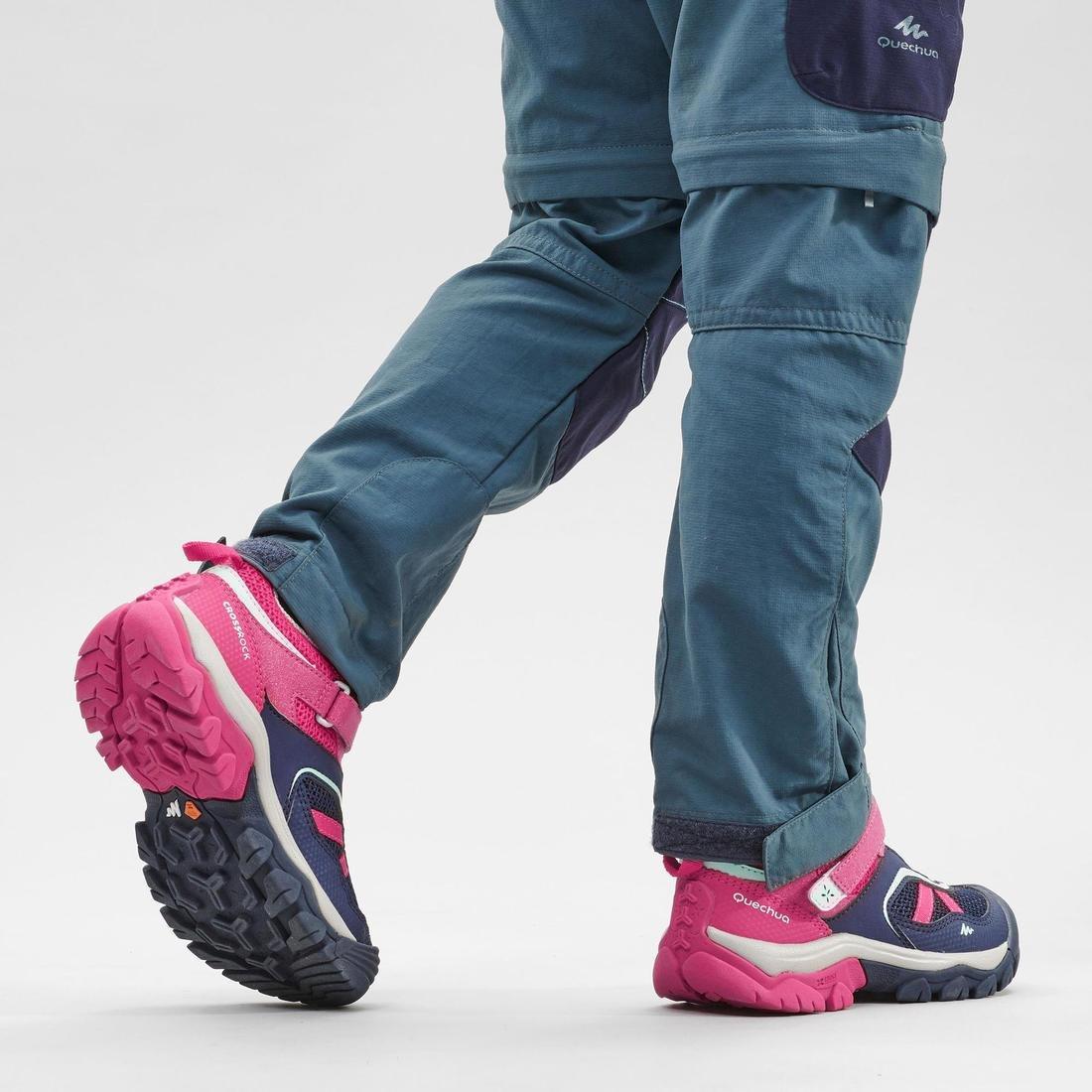 Kids Girl Mountain Hiking Shoes With Rip-Tab Crossrock, Pink, No Color, large image number 4