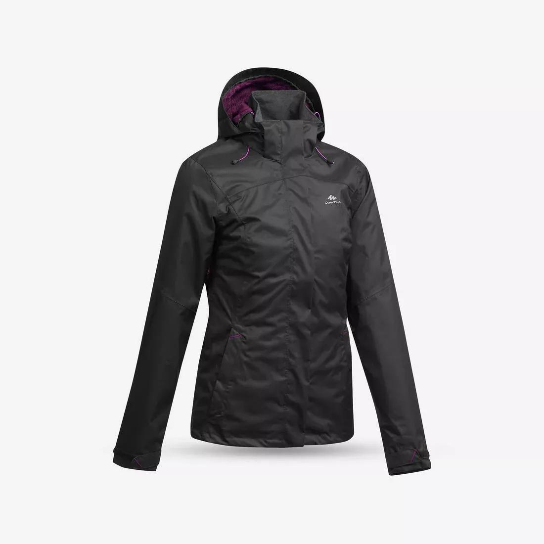 Womens Waterproof Mountain Walking Jacket Mh100, Black, , large image number 0
