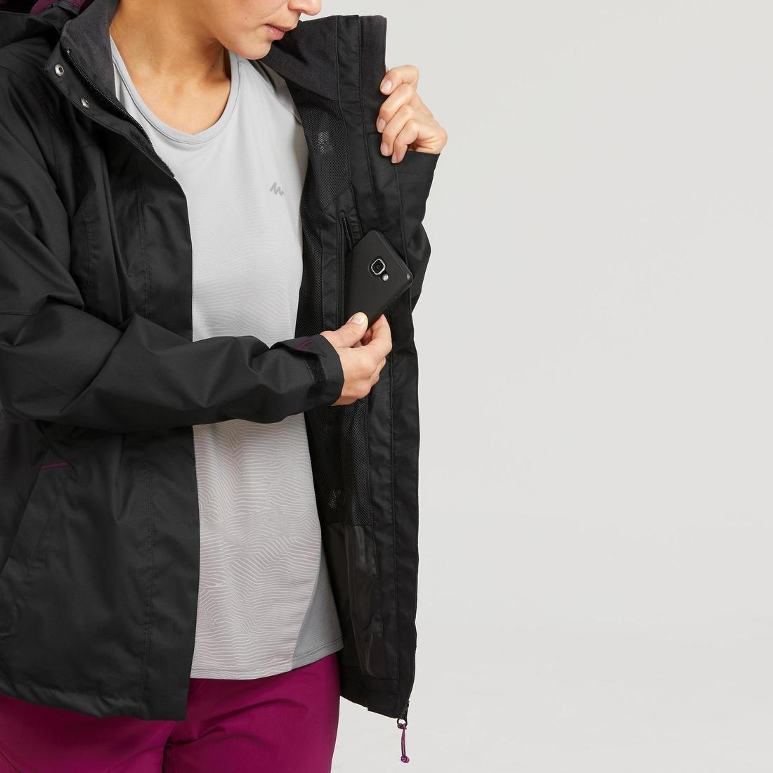 Womens Waterproof Mountain Walking Jacket Mh100, Black, , large image number 7