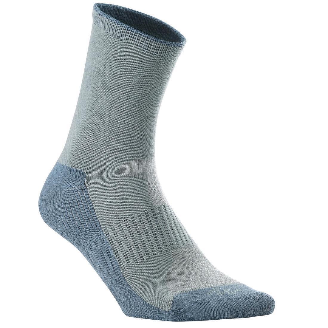 QUECHUA - Kids High-Top Walking Socks, 2 Pack, Grey