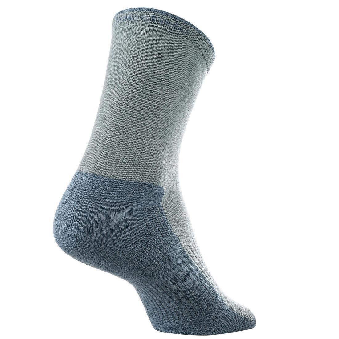 QUECHUA - Kids High-Top Walking Socks, 2 Pack, Grey