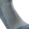 QUECHUA - Kids High-Top Walking Socks, 2 Pack, Grey