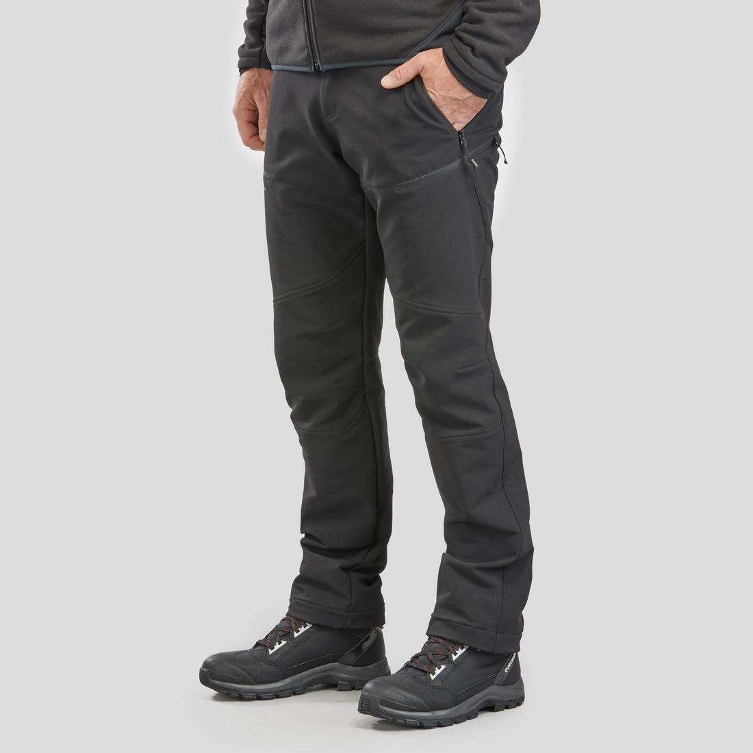 QUECHUA - Men Snow Hiking Warm Water Repellent Stretch Trousers Sh500 X-Warm, Black