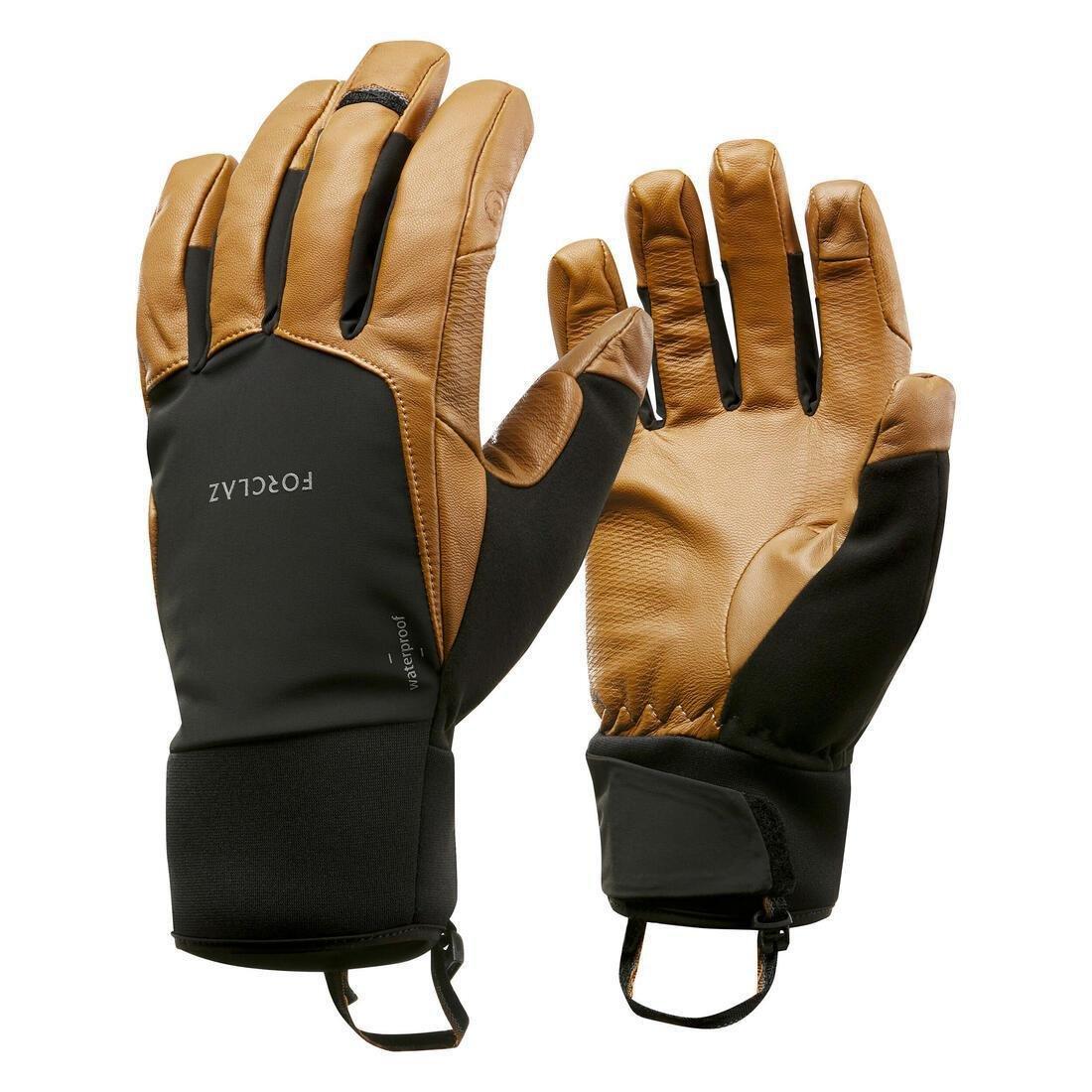 Adult Waterproof Leather Gloves, Brown, No Color, medium